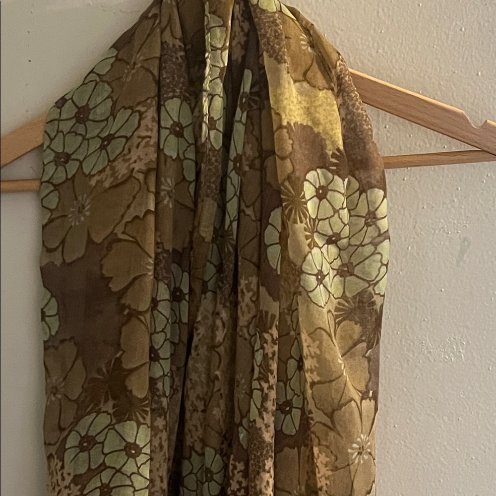 Floral Brown and Green Scarf